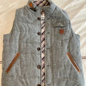 Men’s quilted Tom Morris of St Andrew’s golf vest, size medium, grey heather